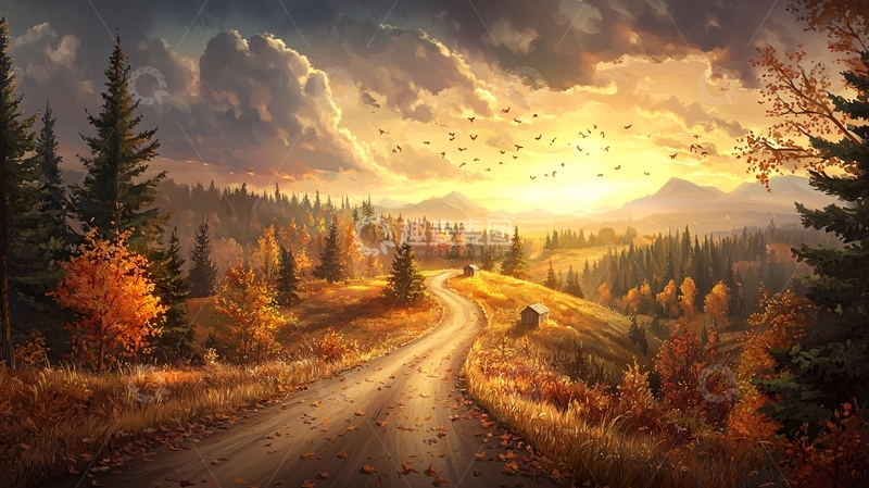 高清大图下载【趣麦麦图】秋日山间公路风景