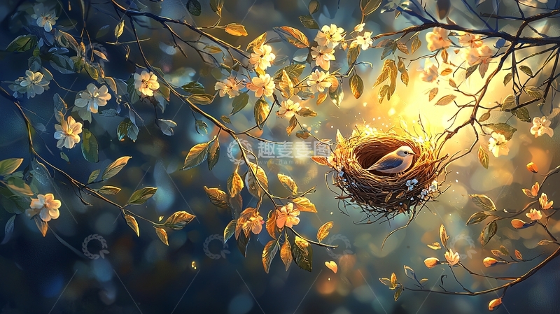 高清大图下载【趣麦麦图】鸟巢里的鸟高清图片