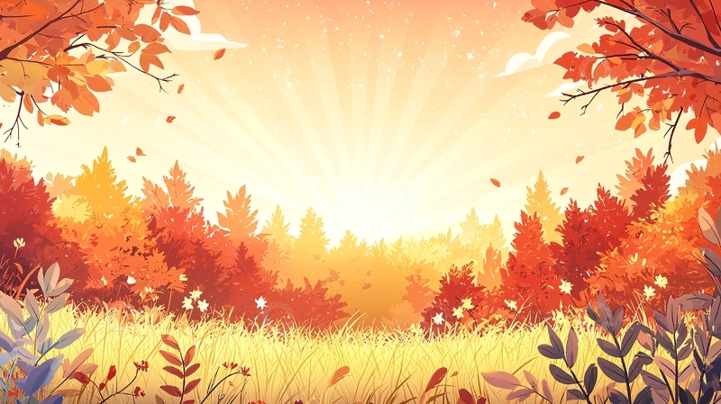高清大图下载【趣麦麦图】秋日森林阳光明媚