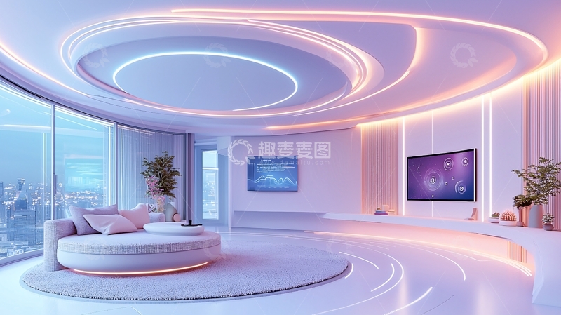 高清大图下载【趣麦麦图】未来感客厅设计