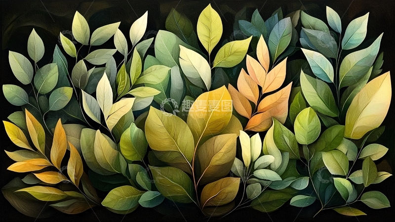 各种颜色的叶子堆叠