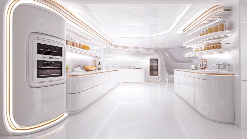 高清大图下载【趣麦麦图】未来主义白色厨房