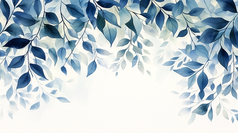 高清大图下载【趣麦麦图】蓝白色树叶背景