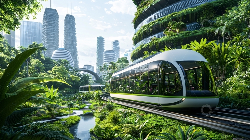 高清大图下载【趣麦麦图】未来城市绿色交通