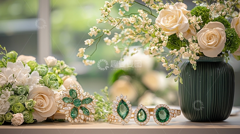 高清大图下载【趣麦麦图】精美花束与珠宝静物
