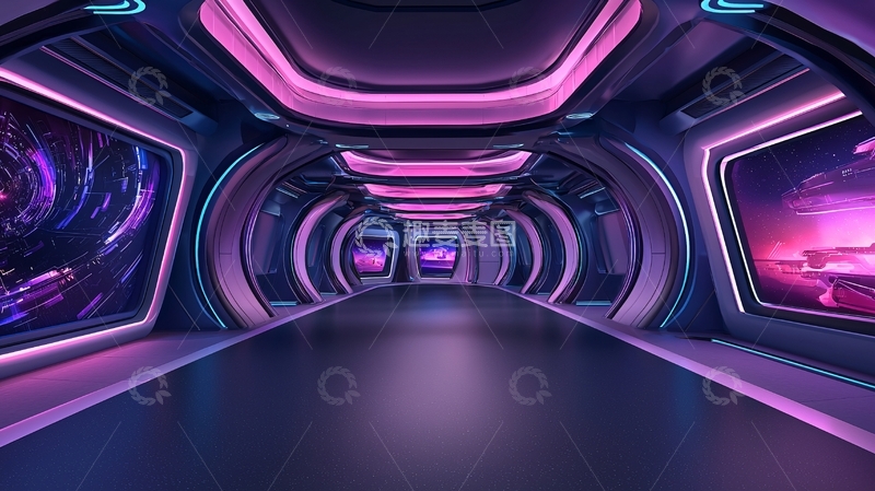 高清大图下载【趣麦麦图】未来感走廊高清图片