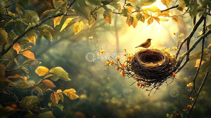 高清大图下载【趣麦麦图】鸟巢里的鸟高清图片