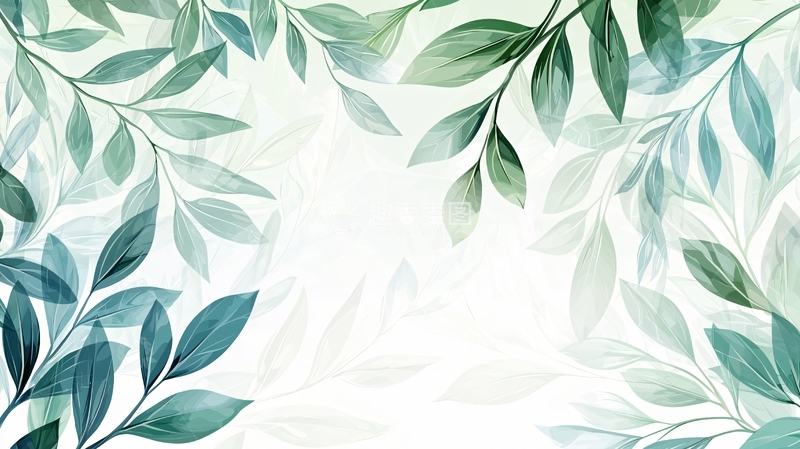 高清大图下载【趣麦麦图】水彩风格树叶背景边框