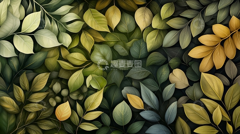 高清大图下载【趣麦麦图】叶片丰富色彩过渡的背景