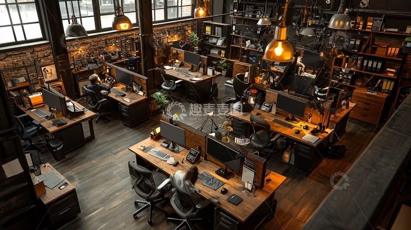 高清大图下载【趣麦麦图】工业风办公室全景