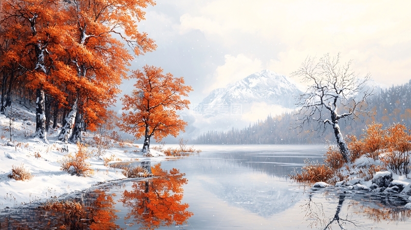 高清大图下载【趣麦麦图】秋雪湖光山色