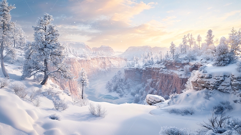 高清大图下载【趣麦麦图】冬日雪景峡谷