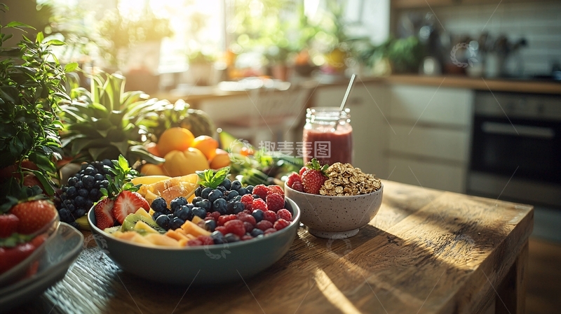 高清大图下载【趣麦麦图】健康早餐水果燕麦碗