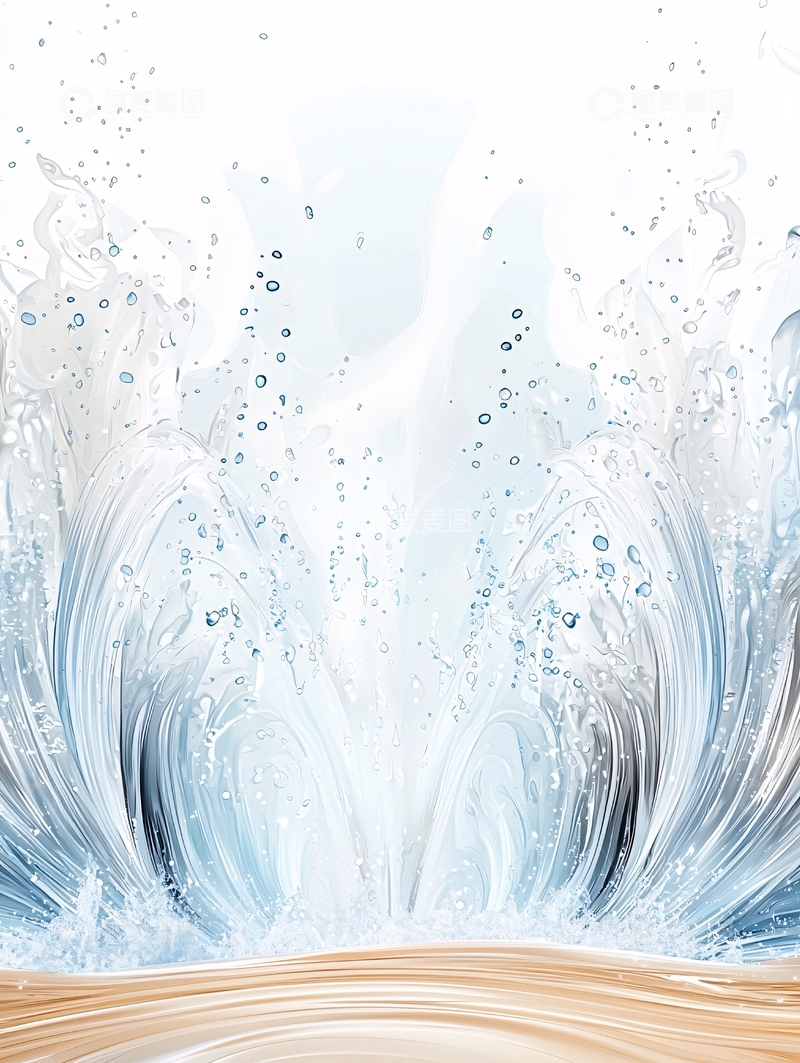 高清大图下载【趣麦麦图】水花四溅的浪潮冲击海滩