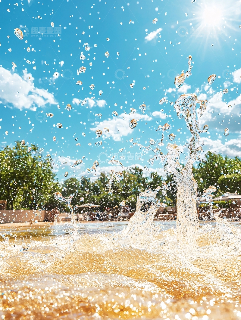 高清大图下载【趣麦麦图】水花四溅的喷泉