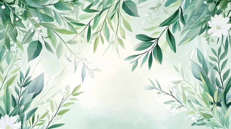 高清大图下载【趣麦麦图】清新绿色植物边框