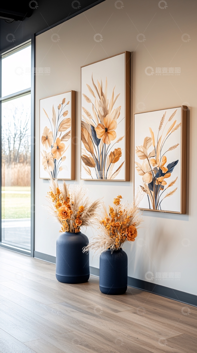 高清大图下载【趣麦麦图】花卉主题的北欧风装饰画