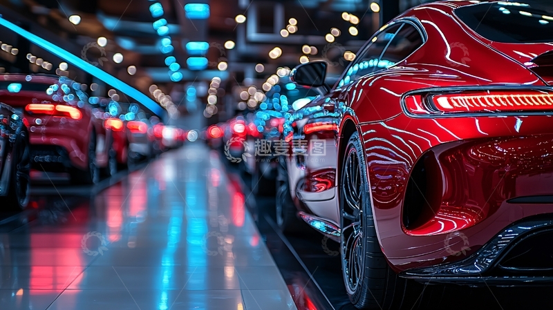 高清大图下载【趣麦麦图】红色跑车在展厅中