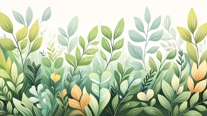 高清大图下载【趣麦麦图】绿色植物水彩背景图