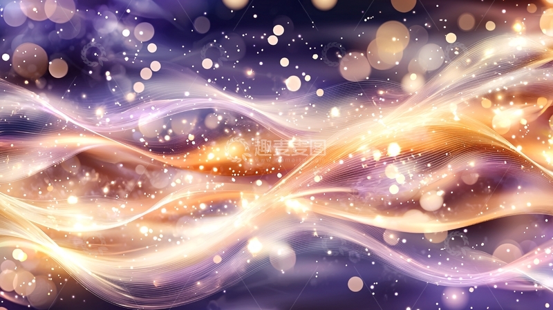 高清大图下载【趣麦麦图】金色流光溢彩的星空背景