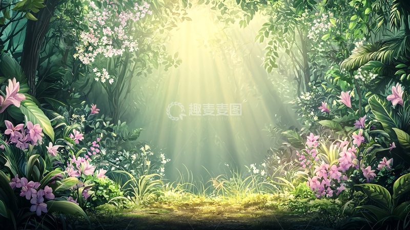 高清大图下载【趣麦麦图】森林阳光穿透