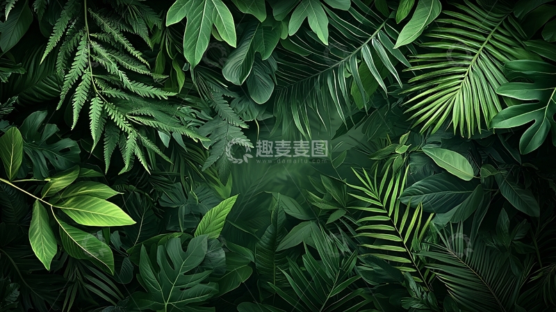 高清大图下载【趣麦麦图】绿色热带植物覆盖