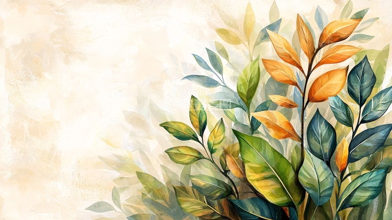 高清大图下载【趣麦麦图】水彩植物背景墙纸