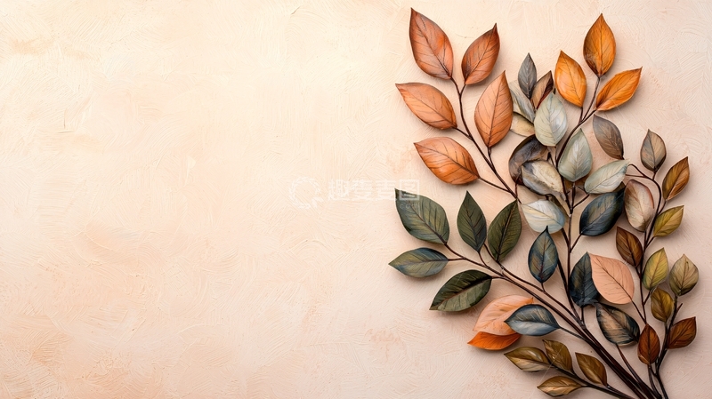 高清大图下载【趣麦麦图】秋季树叶装饰纹理背景