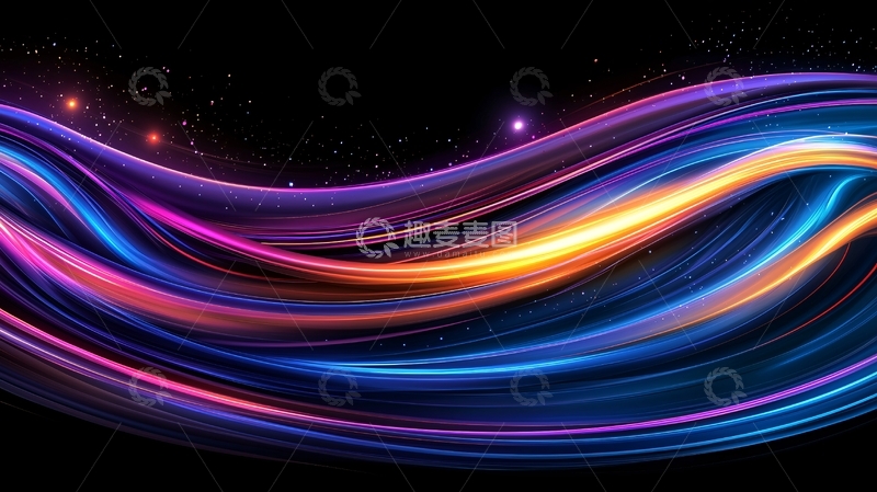 高清大图下载【趣麦麦图】绚丽光线波浪星空背景