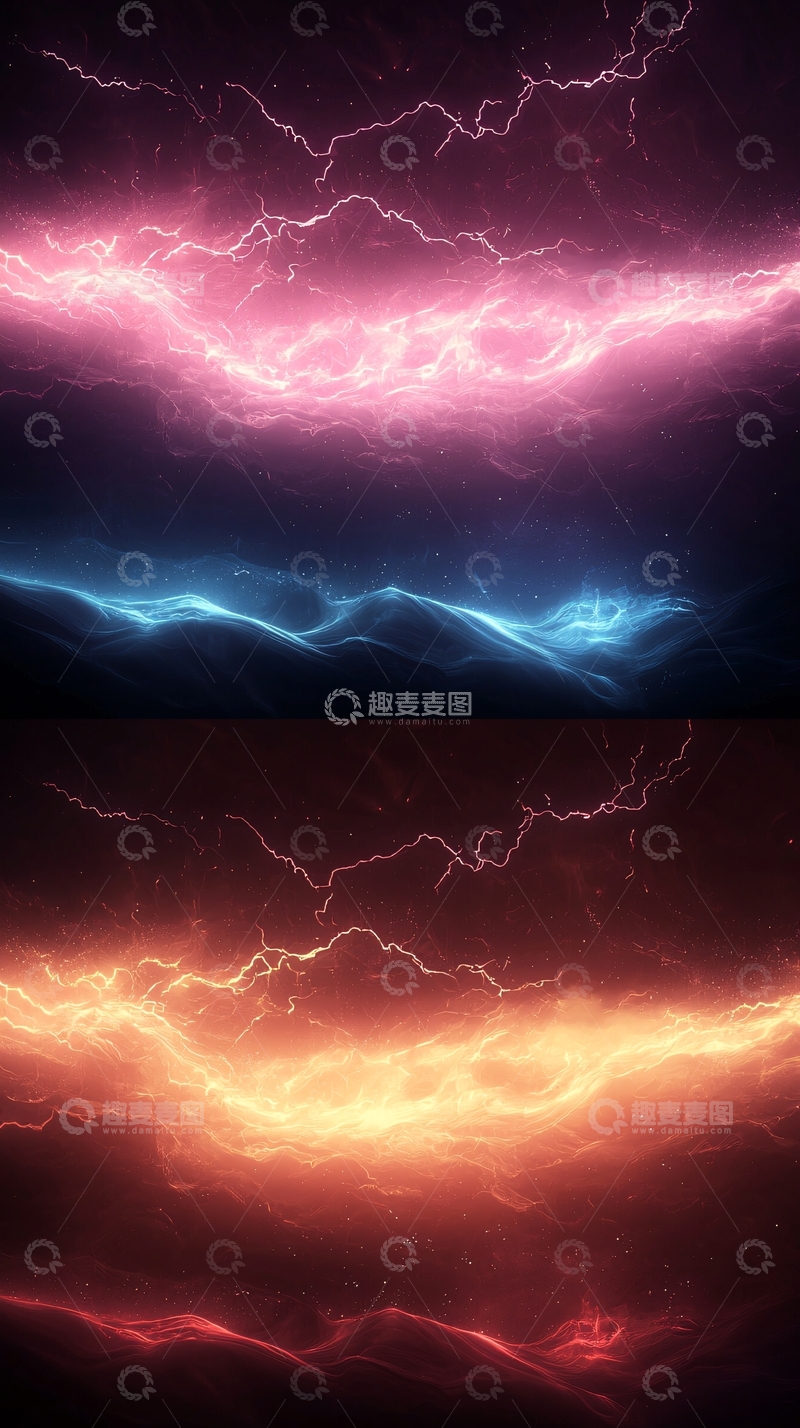 高清大图下载【趣麦麦图】高能量彩色闪电光束