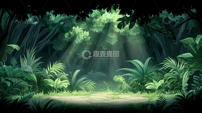 高清大图下载【趣麦麦图】阳光穿透茂密森林
