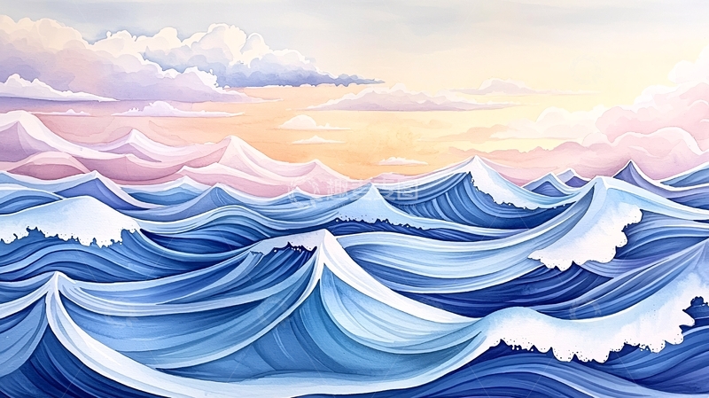 高清大图下载【趣麦麦图】波涛汹涌的海面绘画