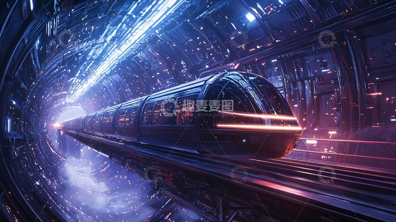 高清大图下载【趣麦麦图】未来隧道中的高速列车