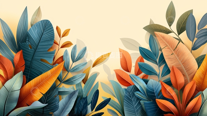 高清大图下载【趣麦麦图】热带叶片装饰画