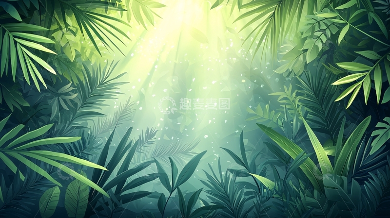 高清大图下载【趣麦麦图】茂密丛林阳光穿透