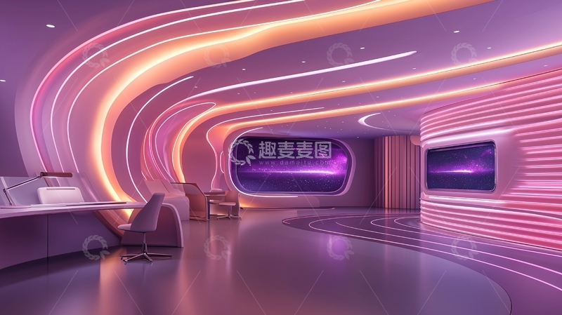 高清大图下载【趣麦麦图】未来感紫色光线空间