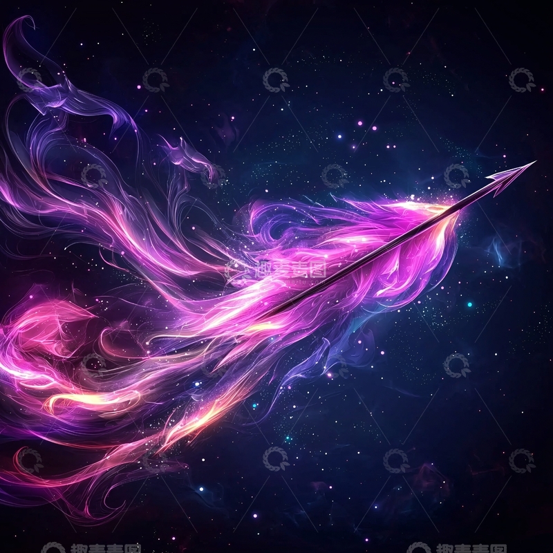 高清大图下载【趣麦麦图】紫色羽毛穿梭宇宙