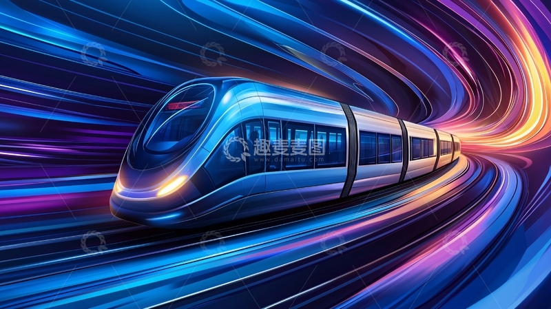 高清大图下载【趣麦麦图】科技感高铁穿梭时空