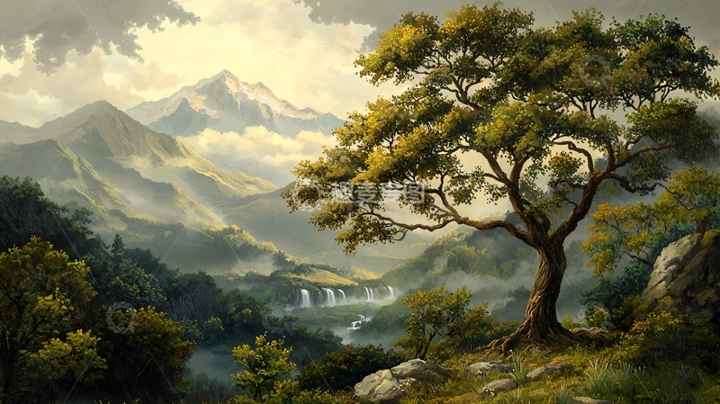 高清大图下载【趣麦麦图】山峦叠嶂间的树木