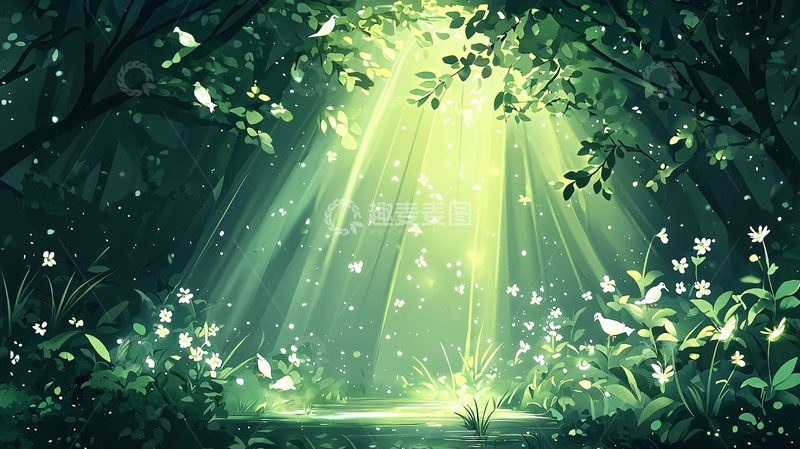 高清大图下载【趣麦麦图】森林光束高清图片