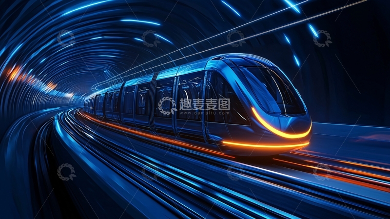 高清大图下载【趣麦麦图】科技感地铁穿梭隧道