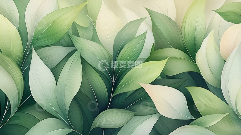 高清大图下载【趣麦麦图】浅绿色叶子柔和背景