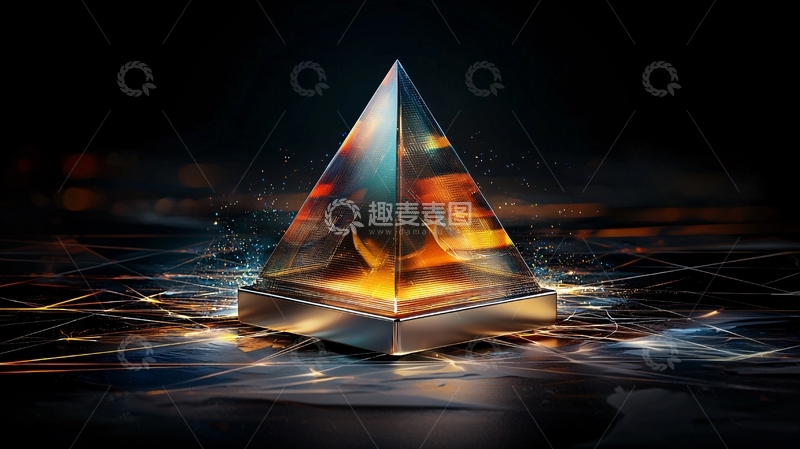 高清大图下载【趣麦麦图】闪耀金光的透明金字塔