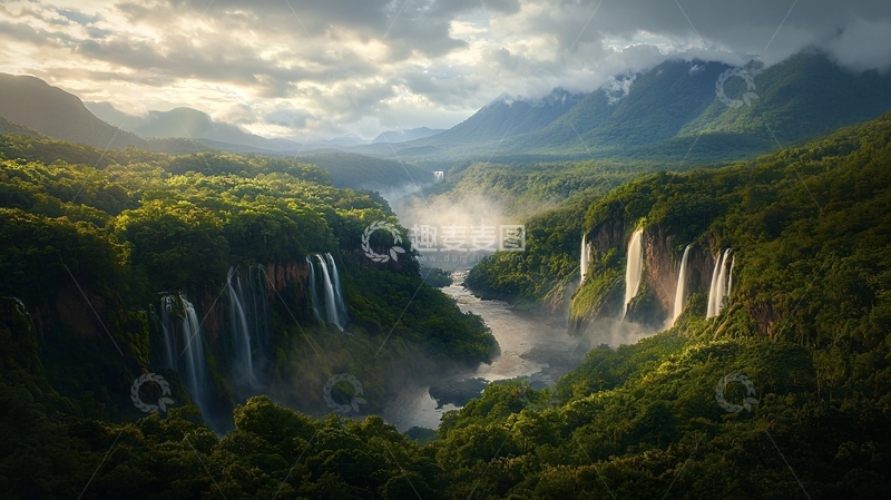 高清大图下载【趣麦麦图】壮丽的瀑布景观