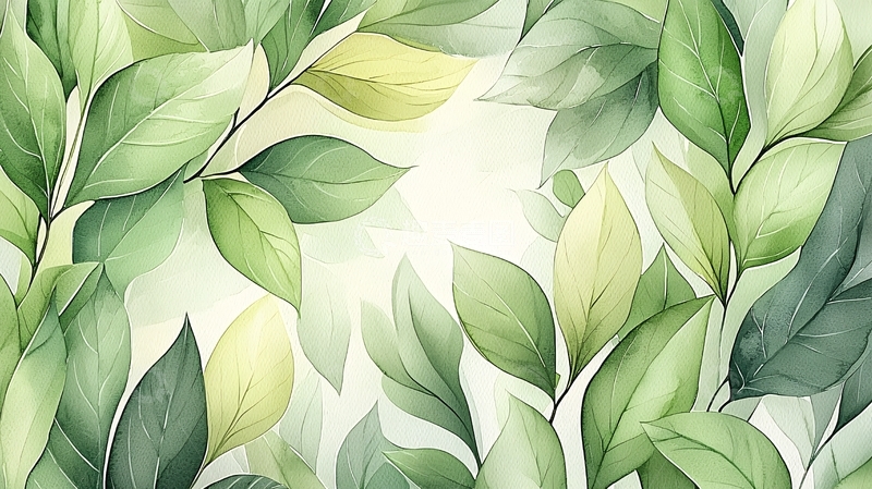 高清大图下载【趣麦麦图】清新淡雅的绿叶背景