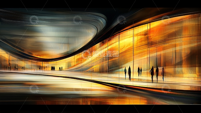 高清大图下载【趣麦麦图】未来感建筑内部光影流动