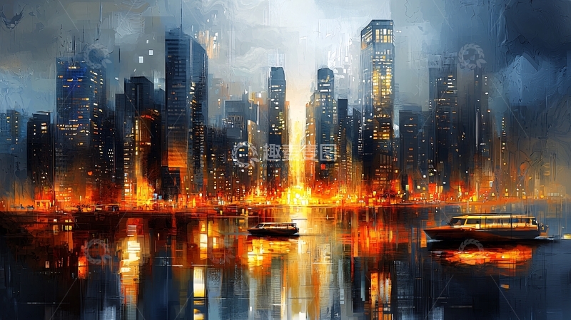 高清大图下载【趣麦麦图】燃烧的城市夜景