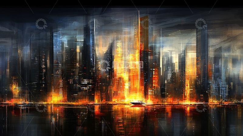 高清大图下载【趣麦麦图】燃烧的未来城市景观