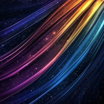 彩色光线交织的星空