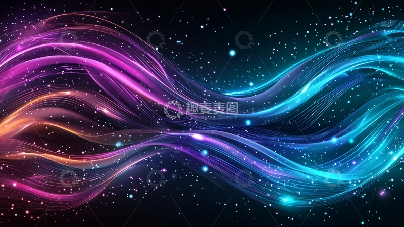 高清大图下载【趣麦麦图】彩色光线在黑暗中流动